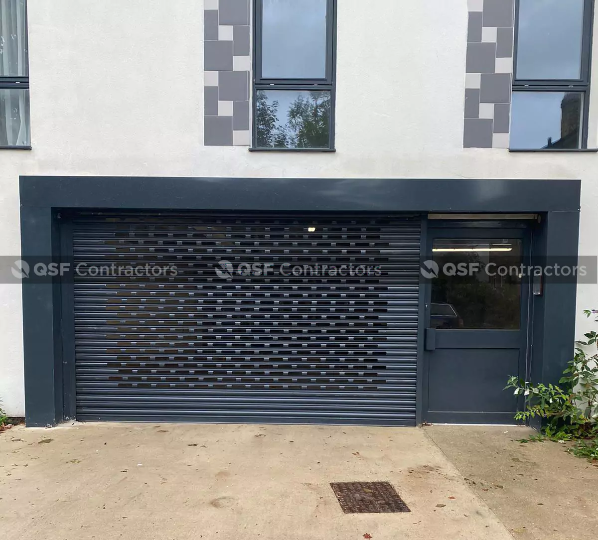 Black Perforated Security Roller Shutters