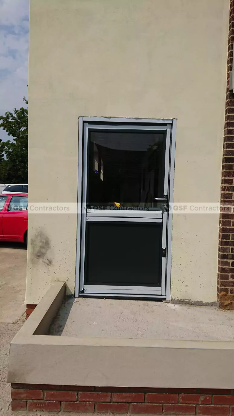 aluminium door installation done by qsf contractors