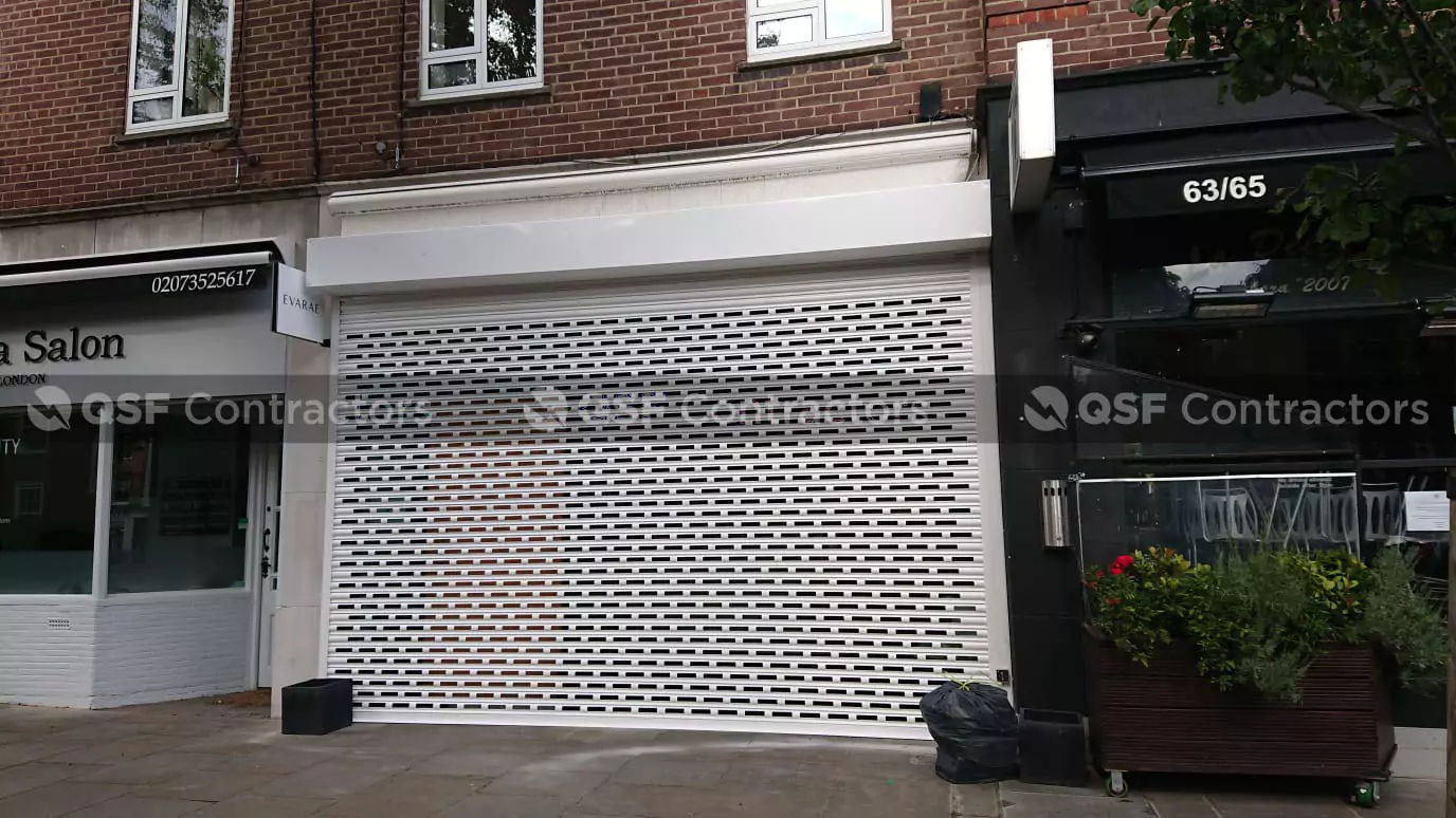White Perforated Security Roller Shutters 2