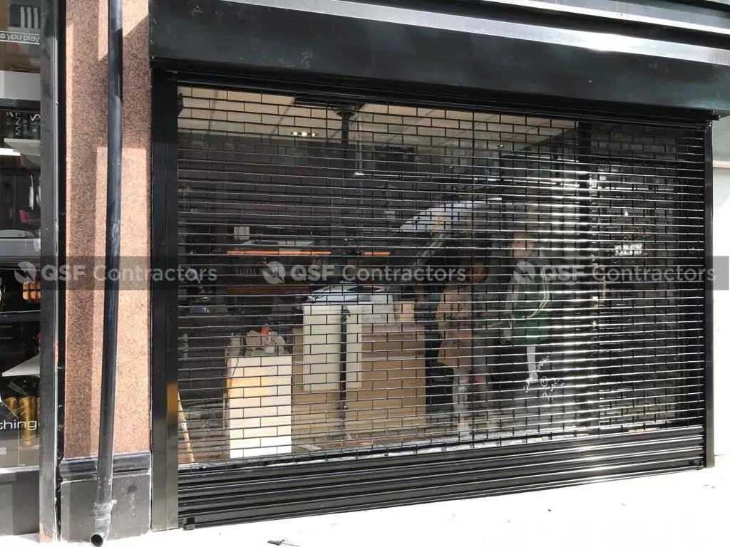high quality punched roller shutter installation work done by qsf contractors
